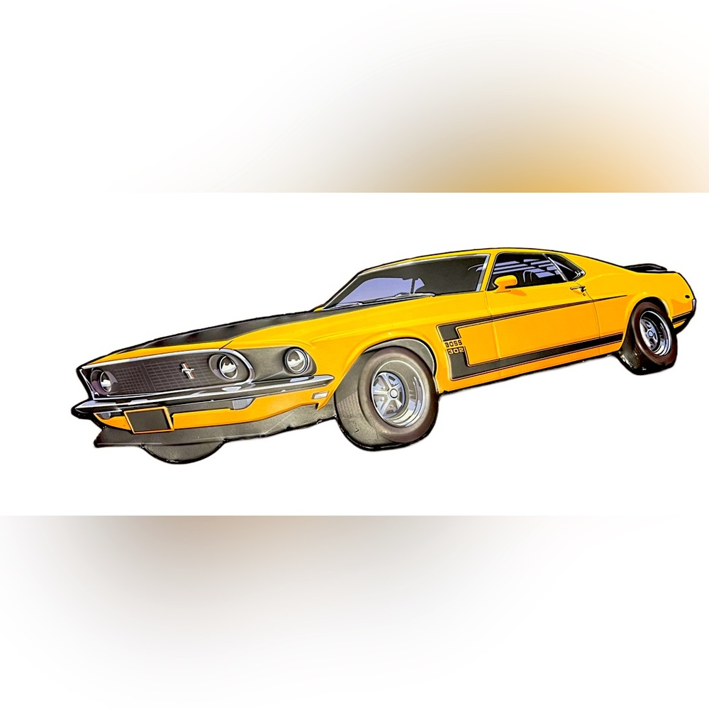 NWT Mustang Boss 302 Die Cut Embossed Metal Sign 21 in.